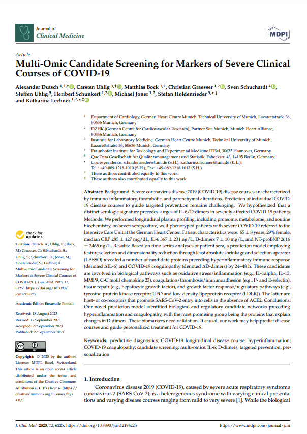 Multi-Omic Candidate Screening for Markers of Severe Clinical Courses of COVID-19