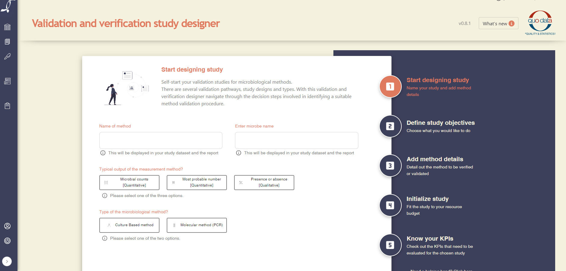 Screenshot of the µKPI Study Designer